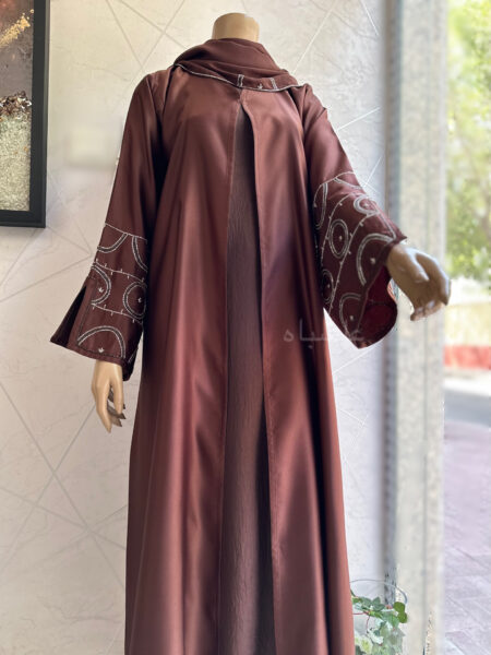 The classy hand worked brown abaya