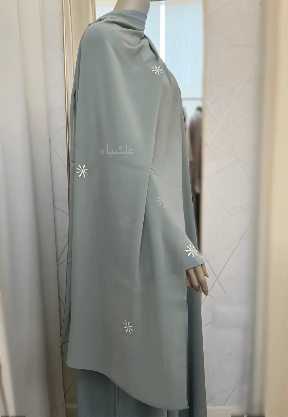 NIDA PREMIUM GREEN SAGE COLOR ABAYA - Image 2