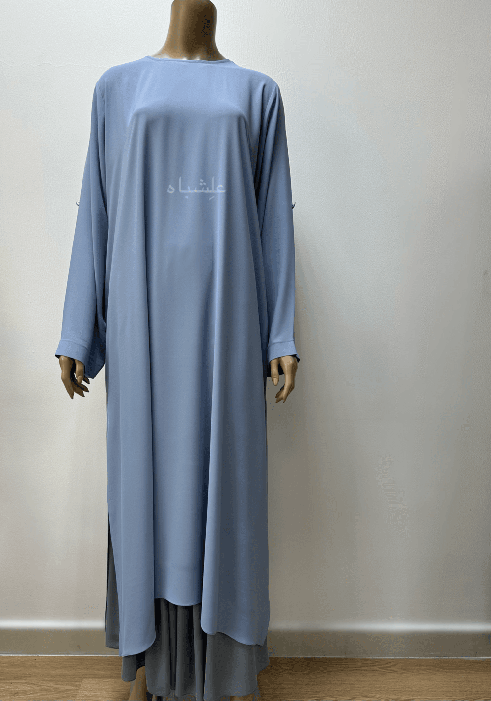 "Egyptian Crape Abaya and Niqab by Alishbah - Lightweight crape fabric abaya and niqab set featuring a classic, elegant design with flowing silhouettes, perfect for modest fashion."