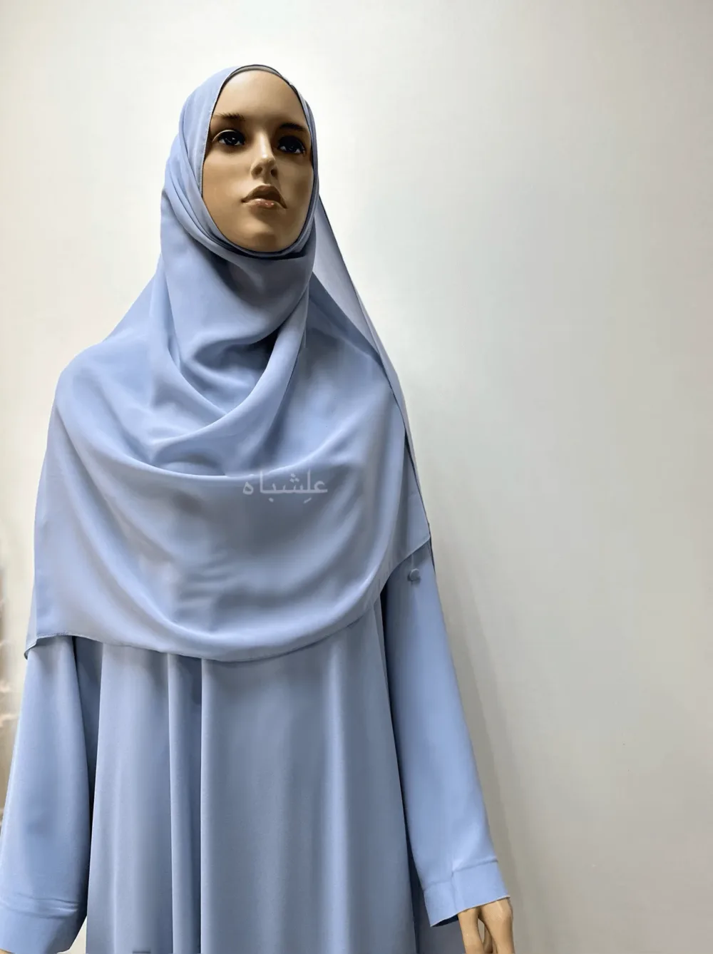 "Egyptian Crape Abaya and Niqab by Alishbah - Lightweight crape fabric abaya and niqab set featuring a classic, elegant design with flowing silhouettes, perfect for modest fashion."