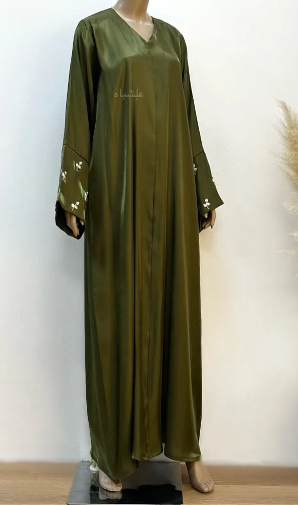 Verdant Charm Abaya | Alishbah Abaya 3 Front full view of abaya without sheila