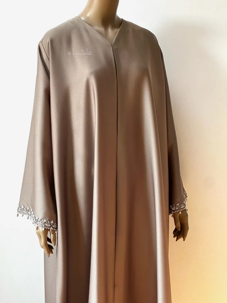 Pearl Bloom Abaya 5 Front view of abaya without sheila