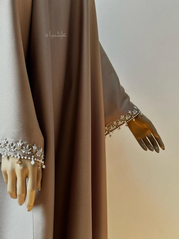 Pearl Bloom Abaya 2 Close up views handwork on sleeves