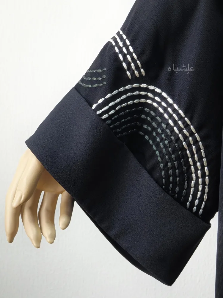 Whisper Waves Abaya 4 Close up views of sleeves showing the embroidery