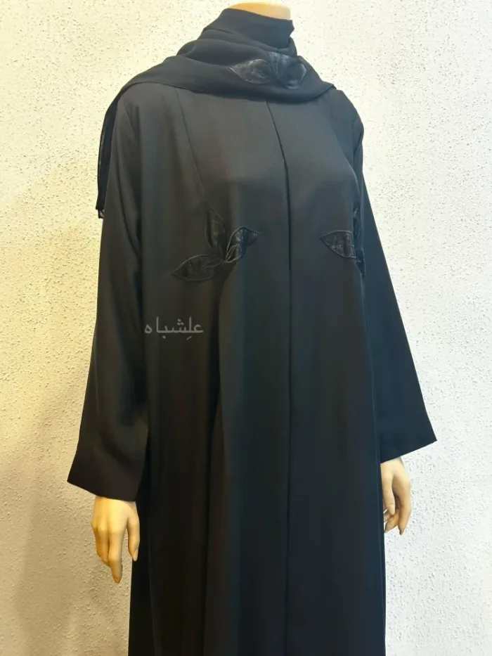 Front Close up view of abaya with embroidery