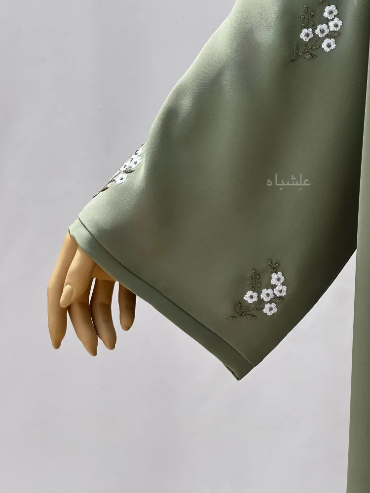 Mint Breeze Abaya by Alishbah 3 Close up views of sleeves