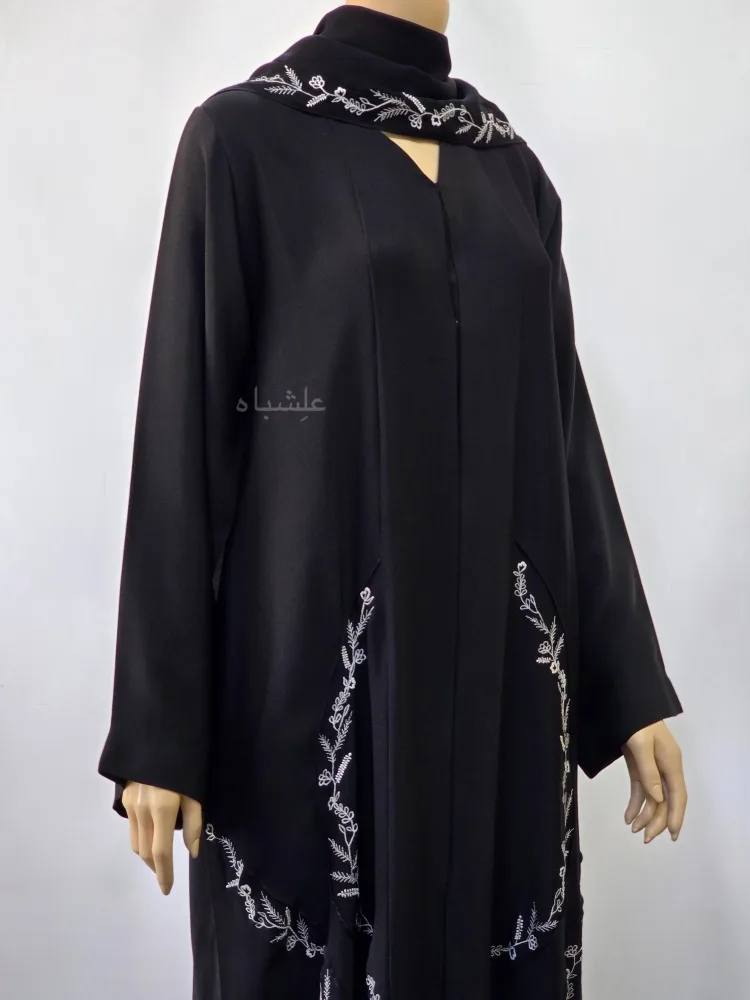 How to Dress Modestly as an Expat in the Middle East | Alishbah Abaya 3 Front view of abaya with sheila