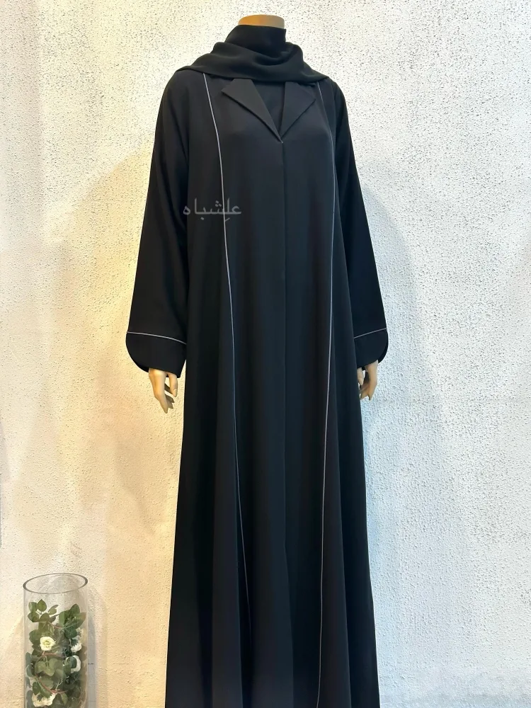 Abaya-Alishbah Tranquil Flow Abaya 2025 1 Front full view of abaya with sheila