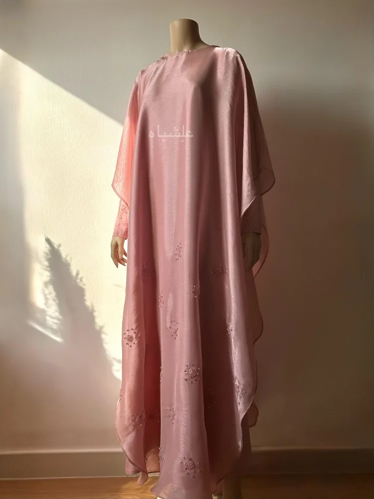 Roselight Cascade Abaya – Alishbah Abaya 6 Front view of the abaya without shiela