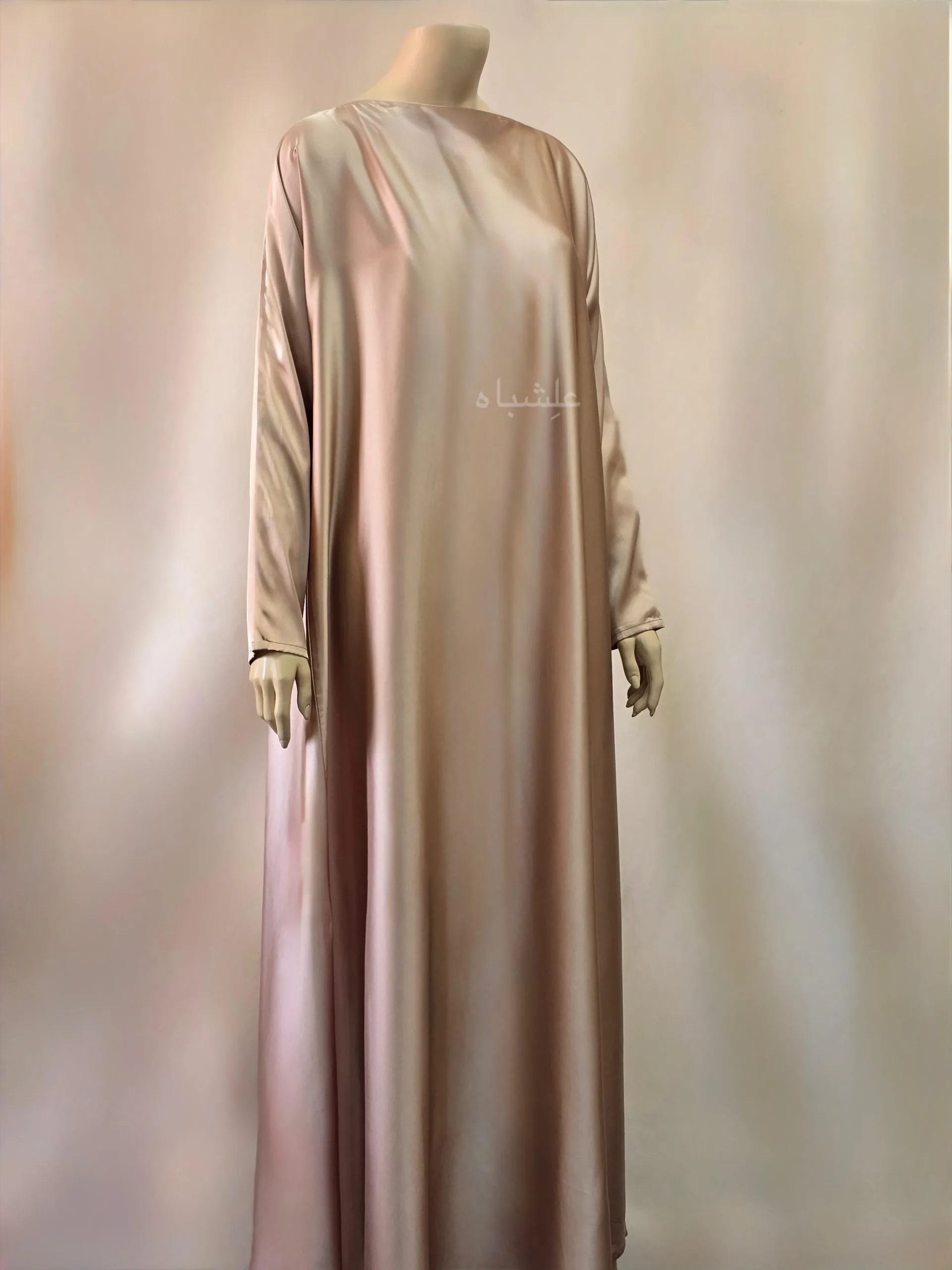 Soft Gleam Cape Abaya by Alishbah Abaya 10 Front full view of inner abaya pink