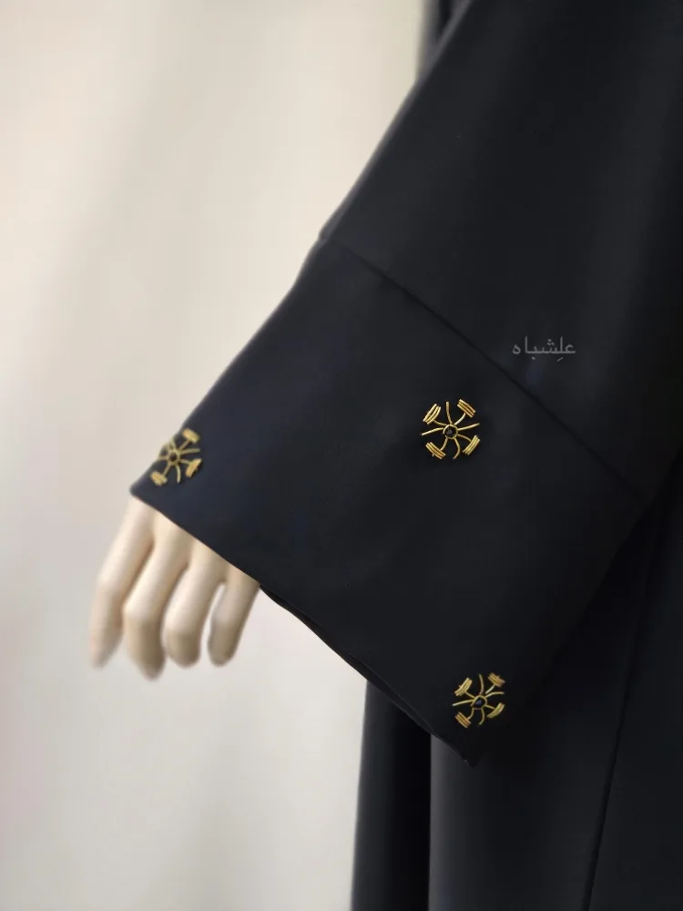 Hajar Ember – Grace Etched in Copper 4 Close up view of sleeves showing the Zardosi work