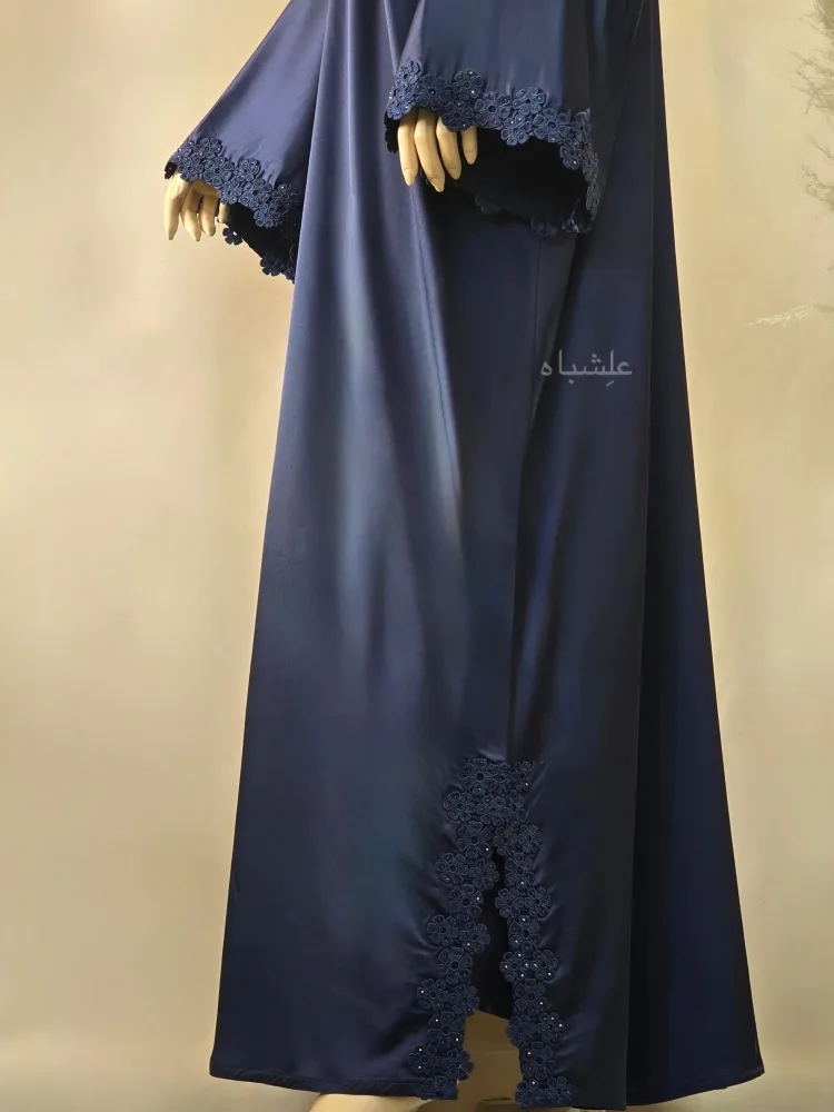 Abaya-Midnight Lace Abaya by Alishbah-2025 6 Side view of the abaya showing the work on hem