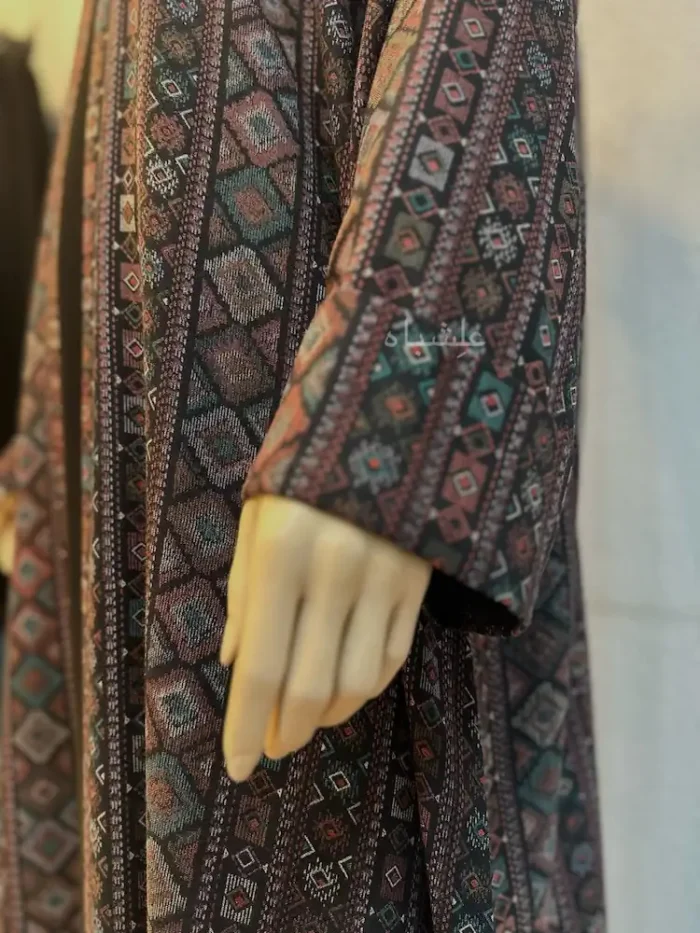 Nazrah Noir — Printed Cotton-Feel Abaya with Noor Inner