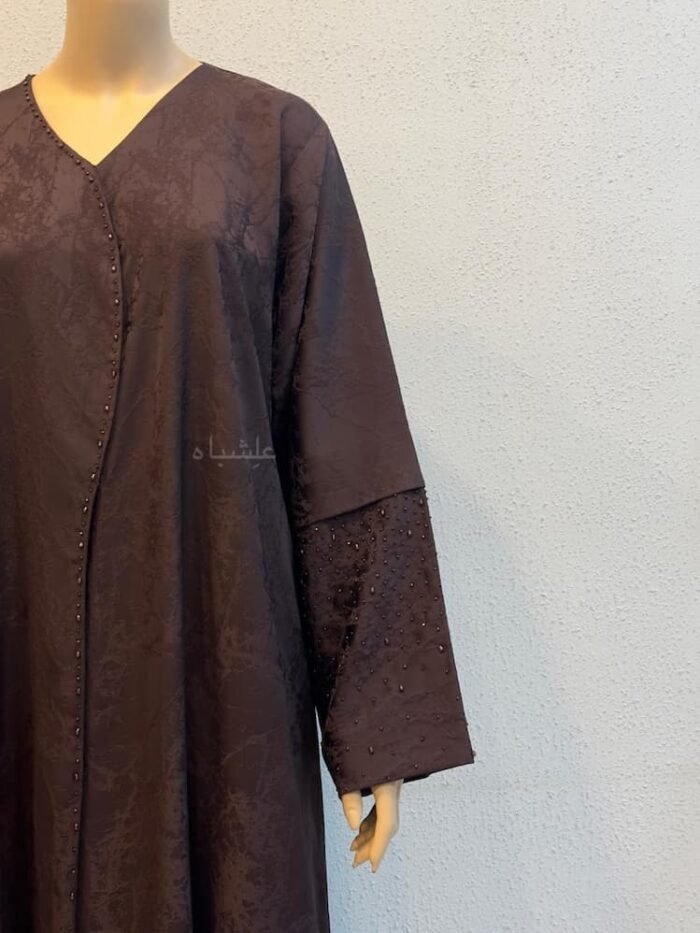 textured lame abaya wavy front cut
