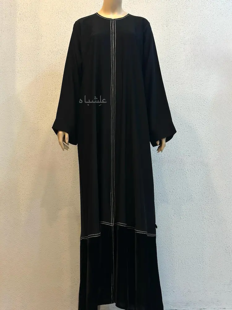 Noorline Velvet Abaya 3 Noorline Velvet Path Abaya full front view