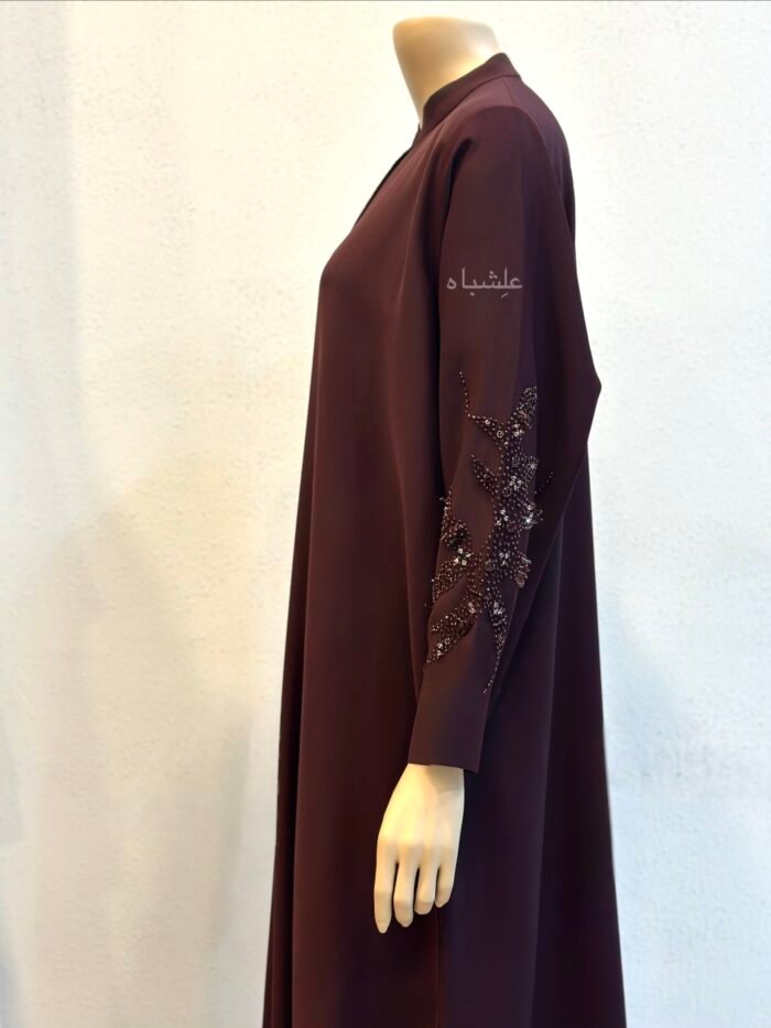 Elegant Beaded Floral Detail - Deep Plum
