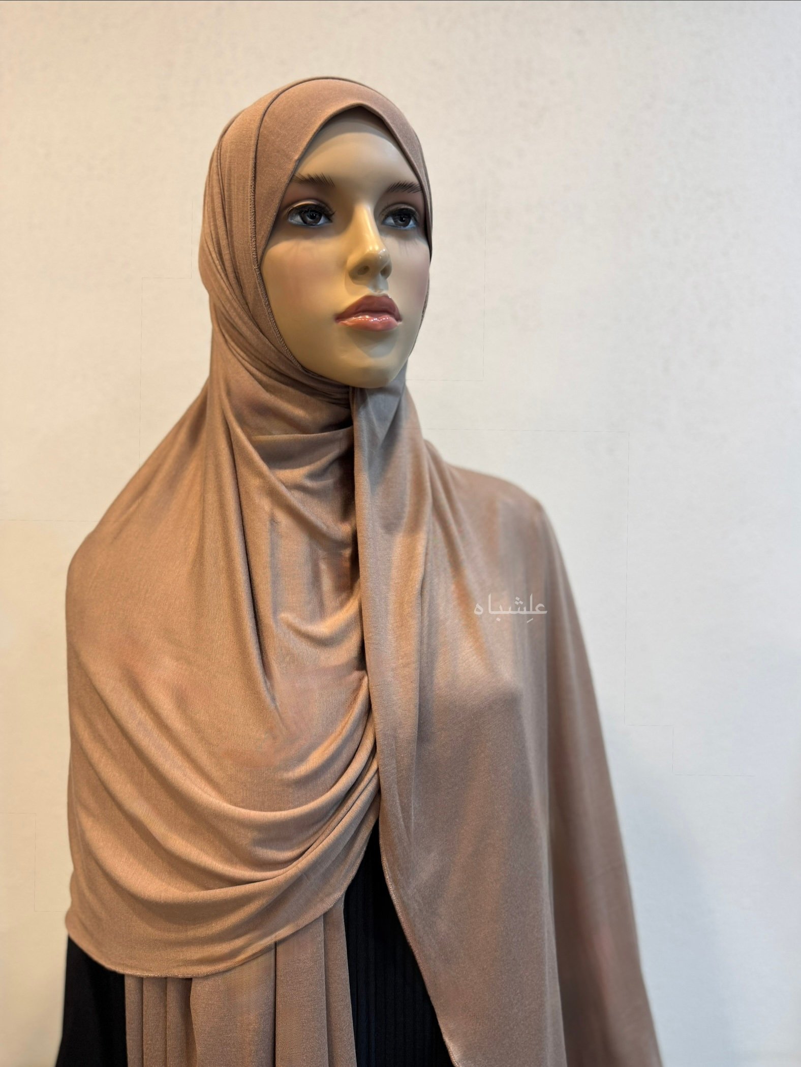 Brown Jersey Hijab with Cap 2 Brown Jersey Hijab with Cap - Image 2