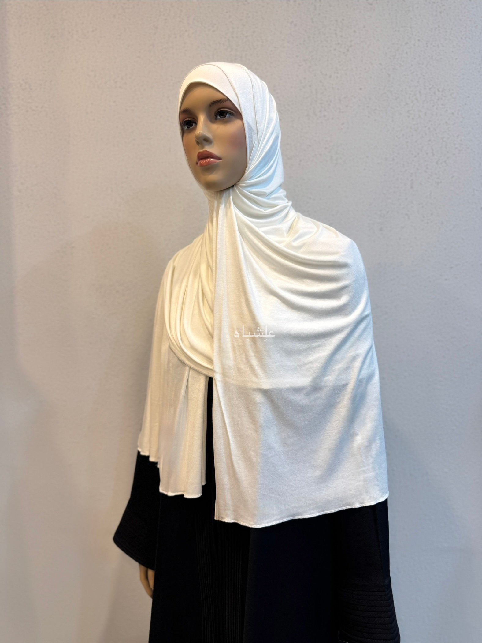 Off- White Jersey Hijab with Matching Cap 4 Off- White Jersey Hijab with Matching Cap - Image 4