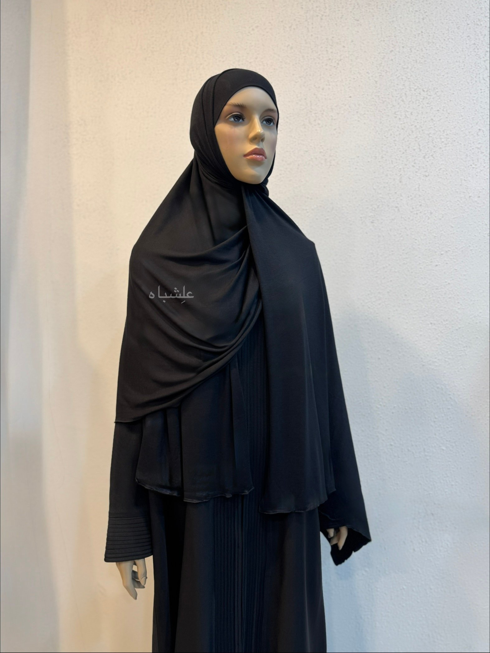 Black Jersey Hijab with Matching Cap 3 Black Jersey Hijab with Matching Cap - Image 3