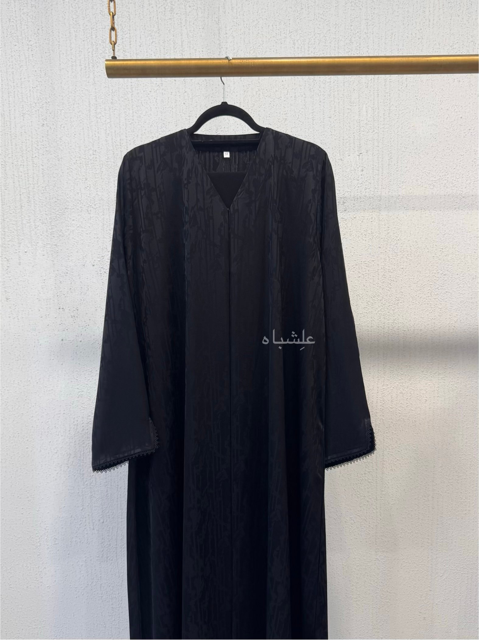 Black Self Print Flowy Edge Abaya 4 Black Self Print Flowy Edge Abaya - Image 4