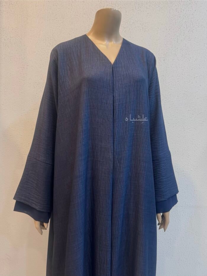 Navy Blue Contrast Cuff Abaya
