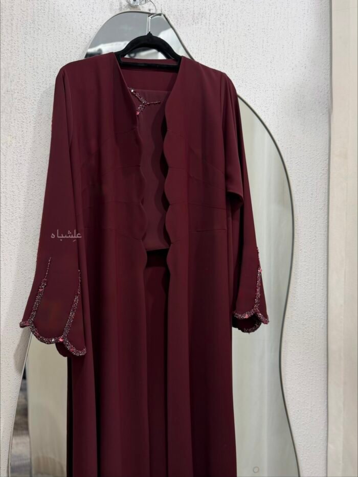 Burgundy Scallop Abaya