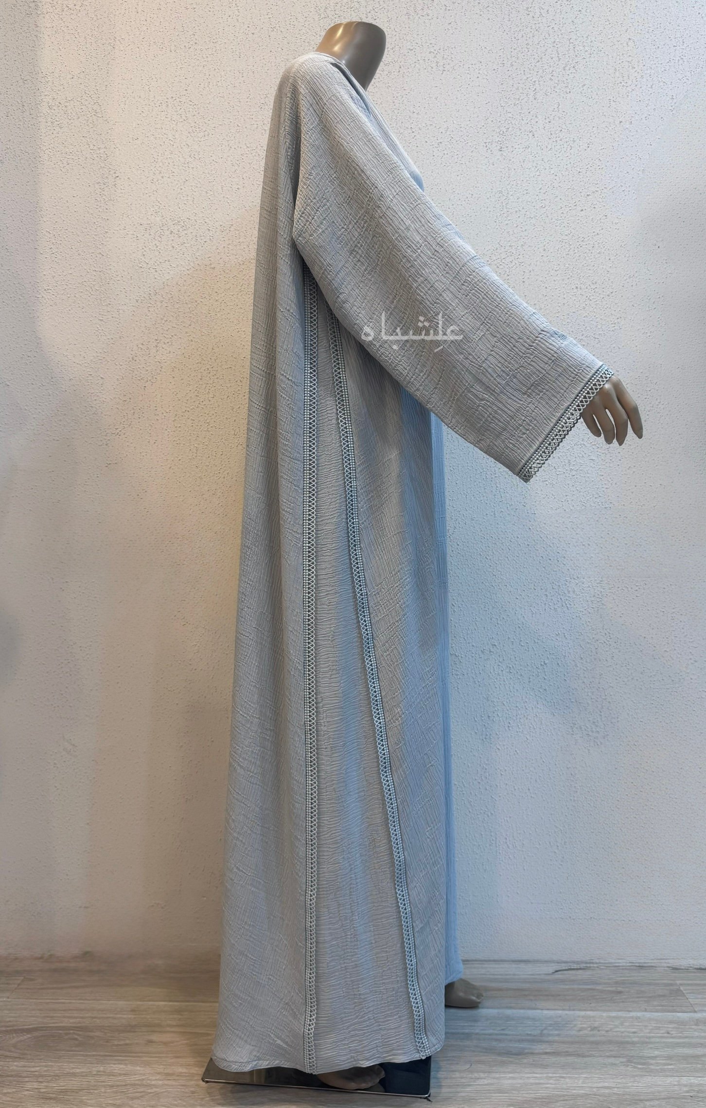 LAYLA – Pastel blue with Lace Detailing Abaya 3 LAYLA – Pastel blue with Lace Detailing Abaya - Image 3