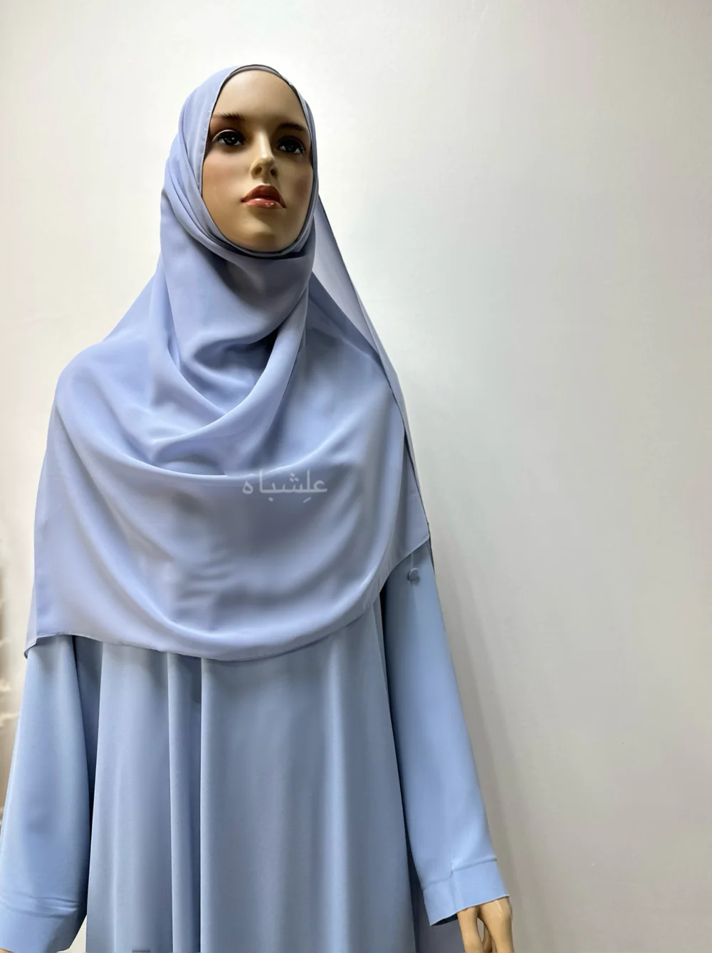 "Egyptian Crape Abaya and Niqab by Alishbah - Lightweight crape fabric abaya and niqab set featuring a classic, elegant design with flowing silhouettes, perfect for modest fashion."