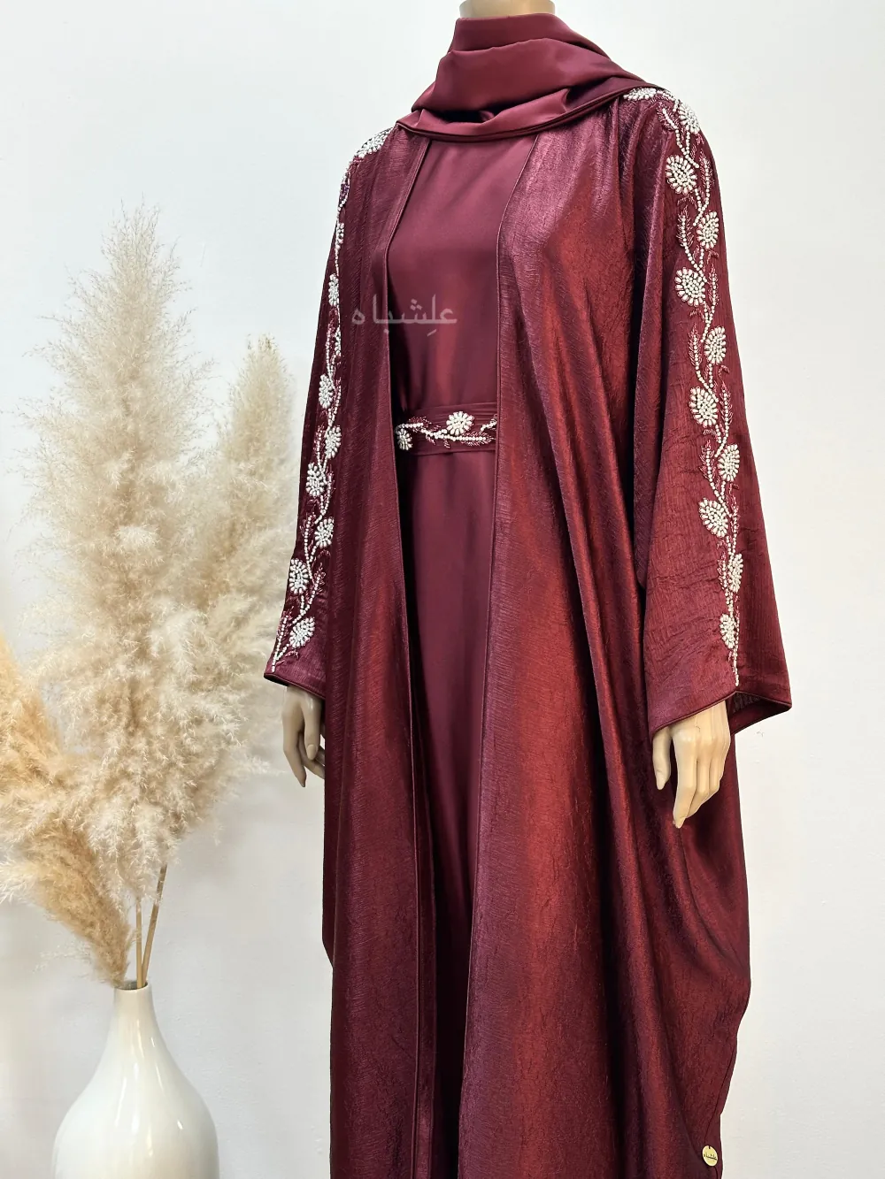 Maroon abaya full set photo